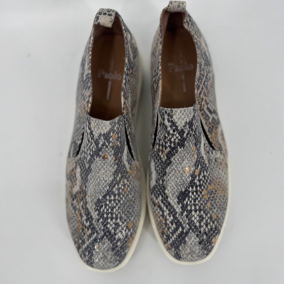 Linea Paolo Kai Women Snake Print Slip On Platform Sneakers Silver Gold Tan 9.5M - Picture 11 of 11